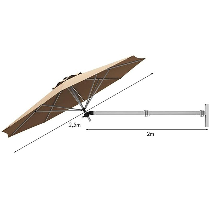 Kantelbare Wandparasol – Muurparasol – Balkonparasol – Tuinparasol – Schaduwparasol – Beige – 8 Stevige Baleinen – Verstelbare Kantelkop en Hoogte