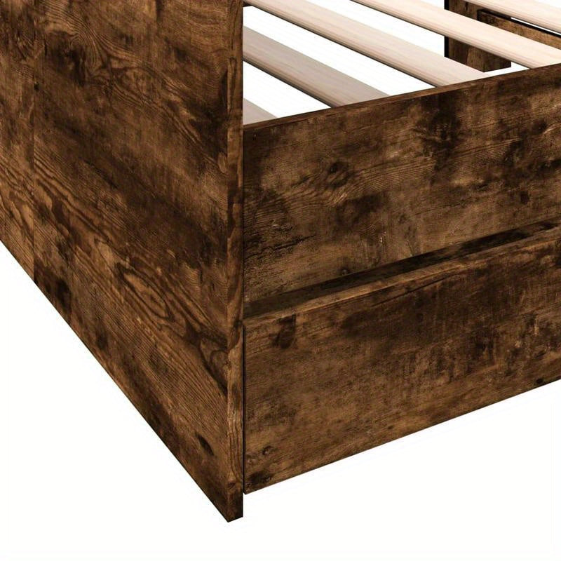 Slaapbank – Bank – Daybed – Logeerbed – Sofa Cama – Met Opberglades – Massief Hardhout – Ruimtebesparend 75x190 cm – Donker Eiken Afwerking