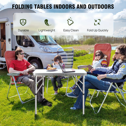 Verstelbare Vouwbare Camping - Picknicktafel – Lichtgewicht Aluminium Frame met Houten Blad – Ruimtebesparend Werk- of Eettafel voor Balkon, Tuin of Kleine Keuken