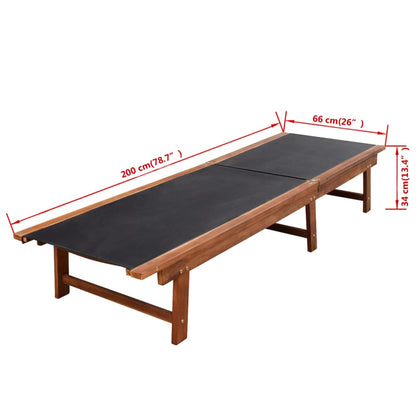 Ligstoel – Tuinstoel – Loungestoel – Ligbed – Verstelbare Rugleuning – Acaciahout – Waterbestendig Textiel