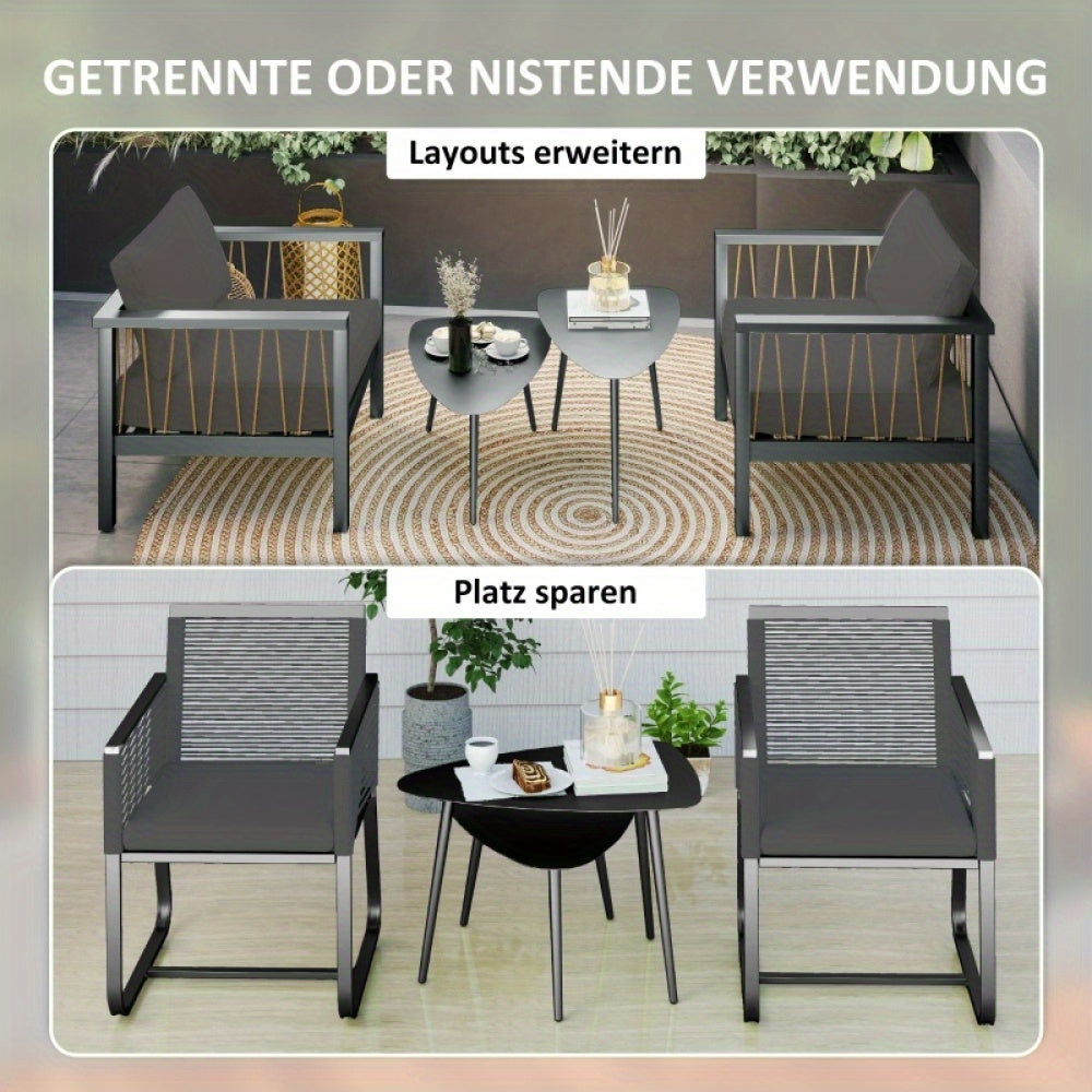 Buiten Tafel – Bijzettafel – Tuin Tafeltje – Balkon Tafel – Zwarte Metalen Tafels – Weerbestendig – Verstelbare Voetjes