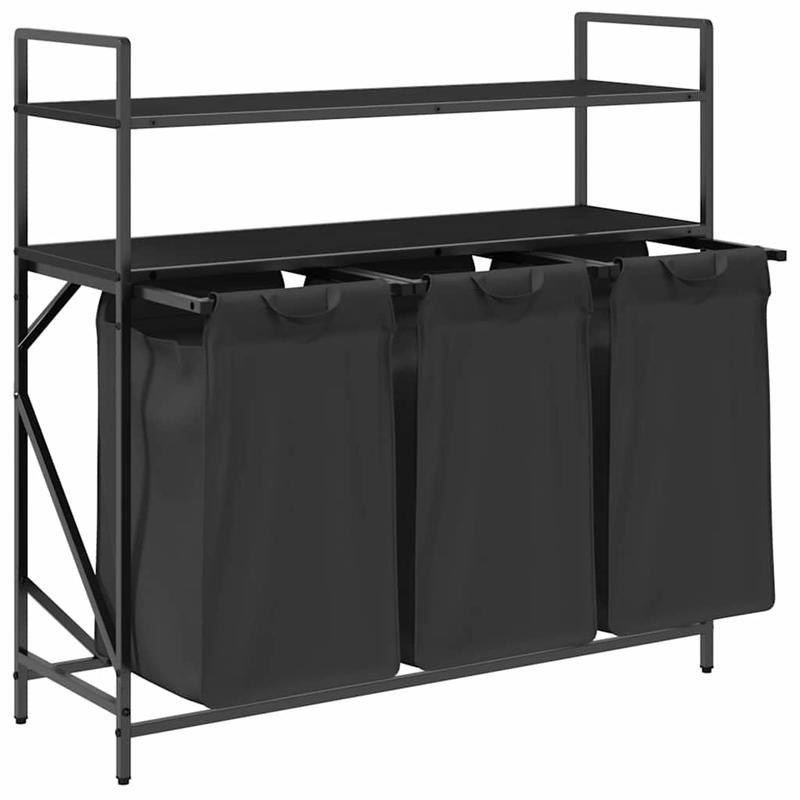 Wasbakje – Wastafel – Waskom – Spoelbak – Haarwasbak – 3-Vaks Wasmiddel Organizer – Dubbele Reken – Stevige Mesh Zakken – Klassiek Zwart