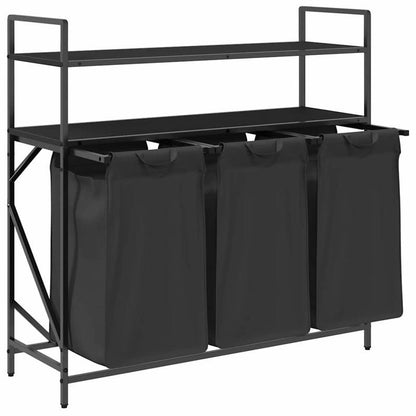 Wasbakje – Wastafel – Waskom – Spoelbak – Haarwasbak – 3-Vaks Wasmiddel Organizer – Dubbele Reken – Stevige Mesh Zakken – Klassiek Zwart