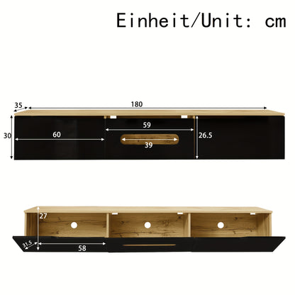 TV-meubel – TV-kast – TV-dressoir – TV-standaard – TV-bank – Hoogglans Afwerking – 180 cm Breed – Muur- en Vloerbevestiging