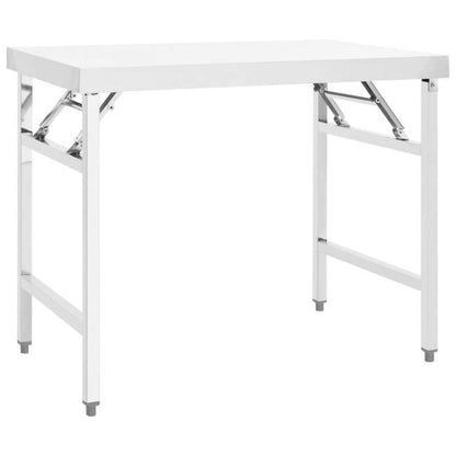 Foldable Kitchen Work Table 100X60X80 Cm Stainless Steel, Adjustable Multifunctional Stainless Steel Workshop Kitchen Table