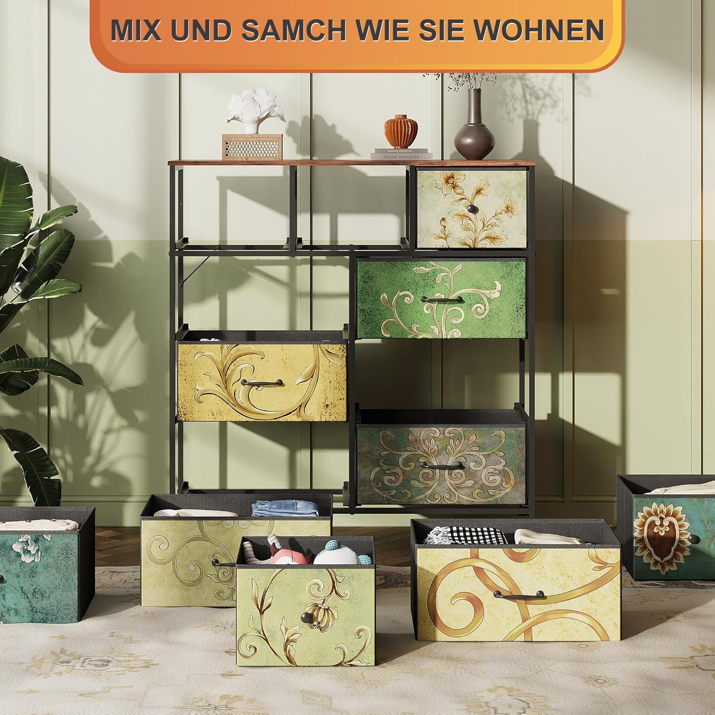 Dressoir – Ladekast – Opbergkast – Kasten – Sideboard – Retro Design – 9 Uitschuifbare Lades – Metaal Met Houten Bovenblad