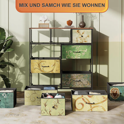 Dressoir – Ladekast – Opbergkast – Kasten – Sideboard – Retro Design – 9 Uitschuifbare Lades – Metaal Met Houten Bovenblad