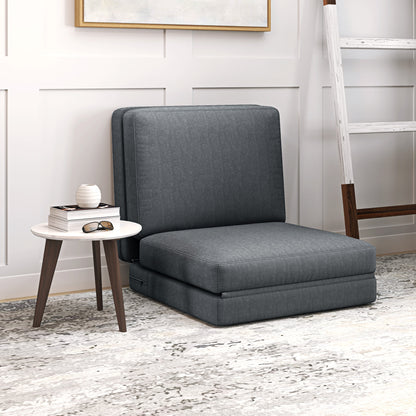 Inklapbare Vloerstoel – Vloerzetel – Zitkussen Stoel – Lounge Stoel – Zitzak – Donkergrijs – Extra Zacht Kussen – Ruime Afmetingen 75x268 cm