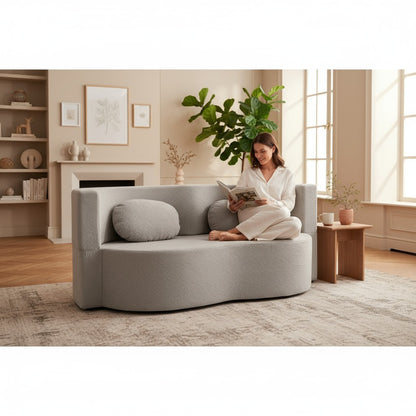 Sofa Bed – Slaapbank – Bankbed – Bedbank – Slaapbank Kinderkamer – Scandinavisch Design – Memory Foam Matras 200x100 cm – Afneembare Wasbare Boucle Bekleding Grijs