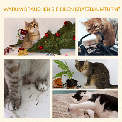 Krabpaal – Kattenboom – Krabmeubel – Klimpaal – Speelpaal – Grijs – Stevige Houten Constructie – Comfortabele Hangmat