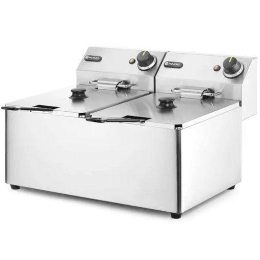 Gastronomic Double Fryer Kitchen Line 7Kw 230V 2 X 8L - Hendi 205839 - QUORE