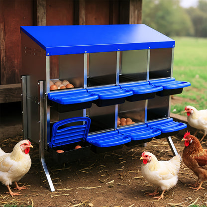 Kippenhoknestkasten – Kippennestkast – Nestkastje – Legnestkast – Kippenlegkast – Metalen 2-laags Nestkast – Roll-Away Ontwerp – Uitneembare Lade – Volledig Dak – Duurzaam & Onderhoudsvriendelijk