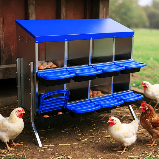Kippenhoknestkasten – Kippennestkast – Nestkastje – Legnestkast – Kippenlegkast – Metalen 2-laags Nestkast – Roll-Away Ontwerp – Uitneembare Lade – Volledig Dak – Duurzaam & Onderhoudsvriendelijk