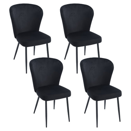 4 Dining Chairs Set, Modern Kitchen Chairs with Velvet Fabric and Metal Legs, Suitable for Dining Room, Kitchen, Living Room, Bedroom, Classic Style, Armless Design, Solid Back, No Electricity Needed, Easy to Clean, Dining Ro