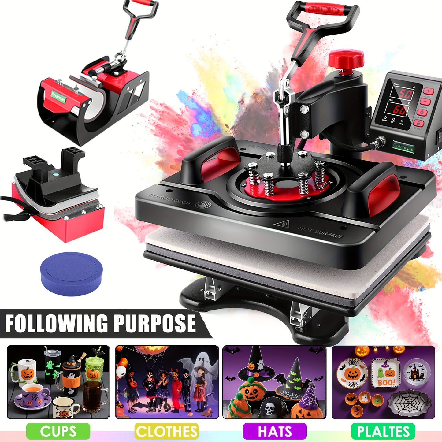 Heat Press Machine – Transferpers – Sublimatiepers – Textielpers – T-shirt Pers – 8-in-1 Multifunctioneel – Digitale Timer & Temperatuurregeling – Compact ontwerp 38,1x30,48 cm