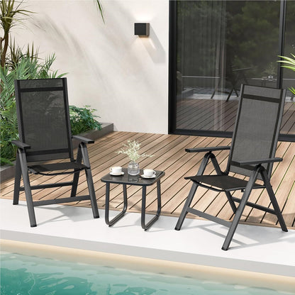 Tuinstoelen – Tuinstoel Set – Balkonstoel – Terrasstoel – Opvouwbare Stoelen – 7-Standen Verstelbare Rugleuning – Lichtgewicht Aluminium Frame
