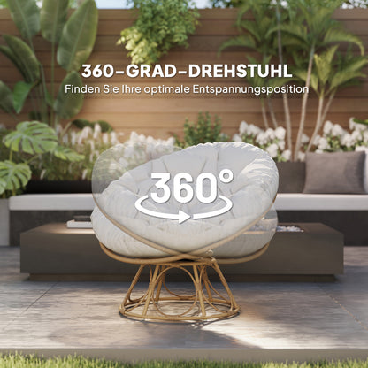 Papasanstoel – Papasstoel – Mandstoel – Draaistoel – Loungestoel – 360° Draaibaar – Weerbestendig PE Rattan