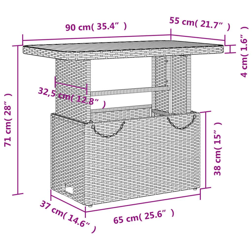 Zwarte Tuintafel – Buiten Tafel – Balkon Tafel – Patio Tafel – Tuin Meubel – Compact 90x55x71 cm – Lichtgewicht & Eenvoudig Zelf Te Monteren