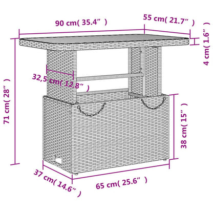 Zwarte Tuintafel – Buiten Tafel – Balkon Tafel – Patio Tafel – Tuin Meubel – Compact 90x55x71 cm – Lichtgewicht & Eenvoudig Zelf Te Monteren