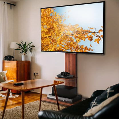 TV Vloerstandaard Hout – Universele Tv Stand – Tv Beugel Vloer – Draaibare Tv Houder – Vloermontage – Verstelbare Hoogte – Kabelmanagement – Max VESA 600x400mm