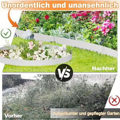 Metalen Tuinboord – Tuinafscheiding – Graskant – Bloemborder Rand – Borderafscheiding – Flexibel – 20 cm Hoog – Verzinkt Metaal – Gezaagde Randen – Set 10 Stuks (20x100 cm)