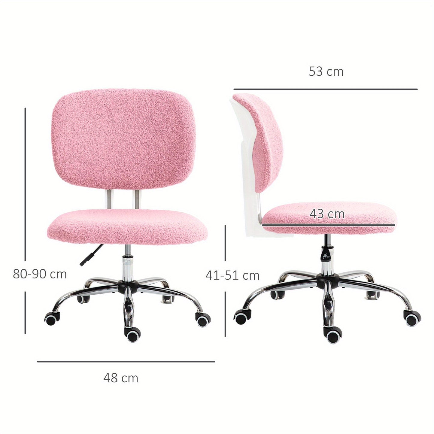 Bureaustoel – Kantoorstoel – Office Chair – Draaistoel – Bureaustoelen – Verstelbaar in Hoogte – Ergonomisch Zonder Armleuningen – Roze Polyester