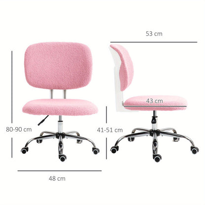 Bureaustoel – Kantoorstoel – Office Chair – Draaistoel – Bureaustoelen – Verstelbaar in Hoogte – Ergonomisch Zonder Armleuningen – Roze Polyester
