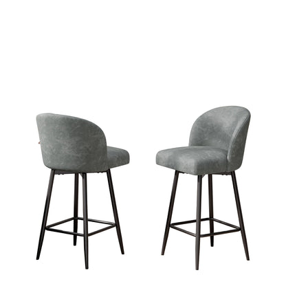 Barstoel Set – Barkrukken – Keukenstoelen – Counterstoelen – Barkrukken zonder Armleuningen – Lichtgrijs Kunstleer – Memory Foam Zitting – 360° Draaibaar – Metalen Frame – Ergonomische Hoge Rugleuning – Geschikt voor Harde Vloeren