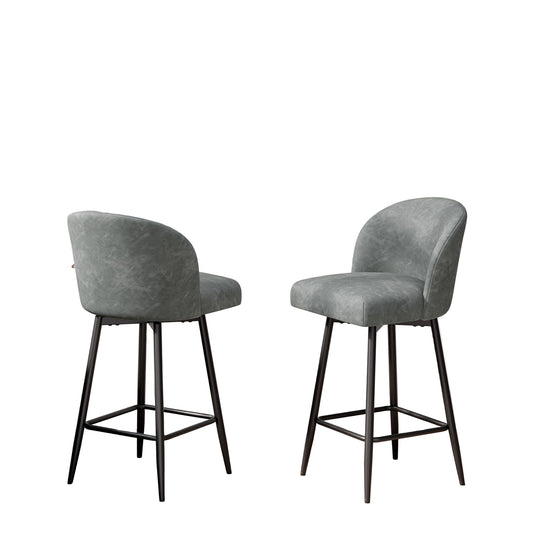 Barstoel Set – Barkrukken – Keukenstoelen – Counterstoelen – Barkrukken zonder Armleuningen – Lichtgrijs Kunstleer – Memory Foam Zitting – 360° Draaibaar – Metalen Frame – Ergonomische Hoge Rugleuning – Geschikt voor Harde Vloeren