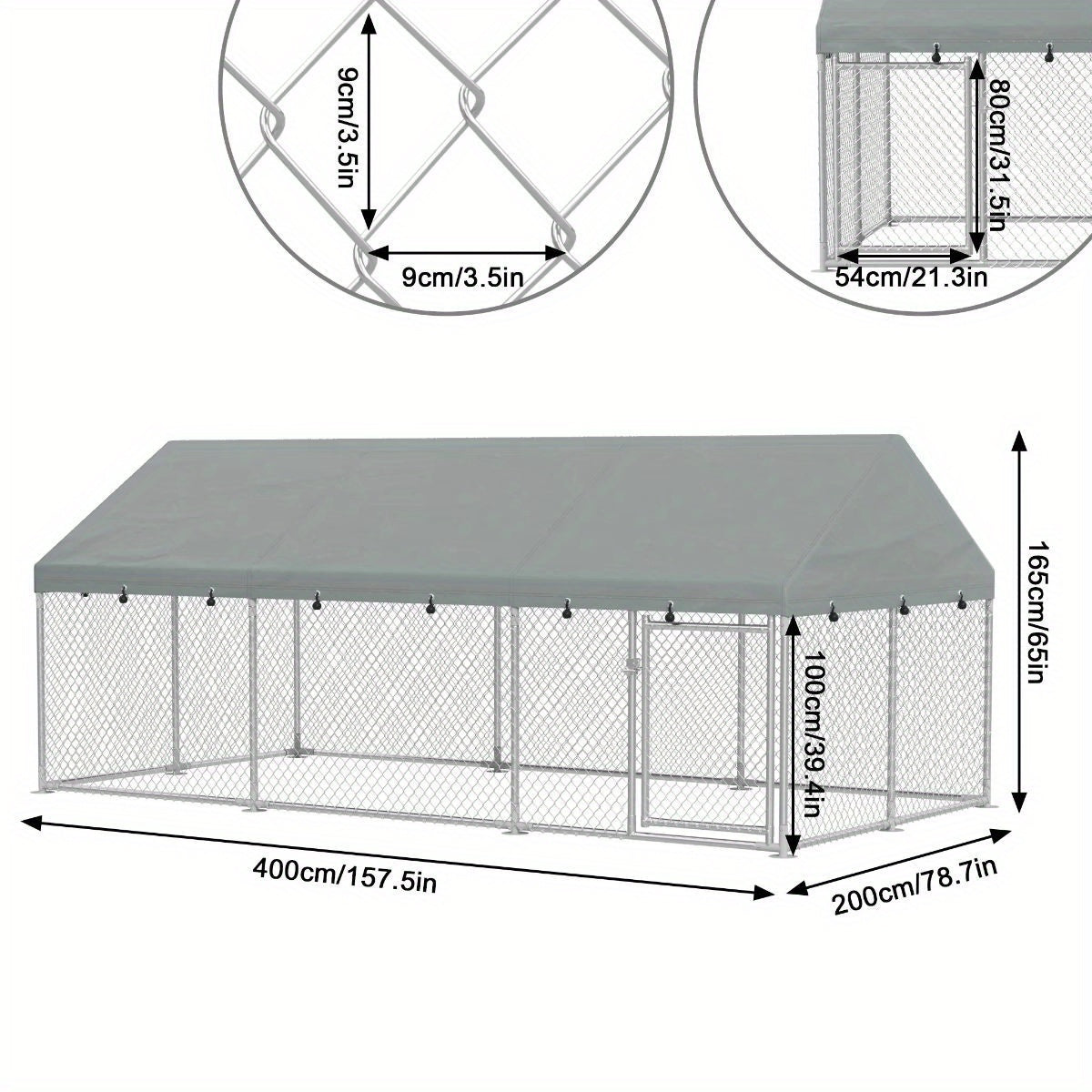 Hexagonal Metal Chicken Coop with Lockable Roof - 2 Sizes (8'x6'x5' & 13'x6'x5') Galvanized Steel Frame, 420D Oxford Cloth & Wire Mesh Ventilation - Easy Assembly Free-Range Enclosure for Poultry, Dogs, Small Animals - Urban