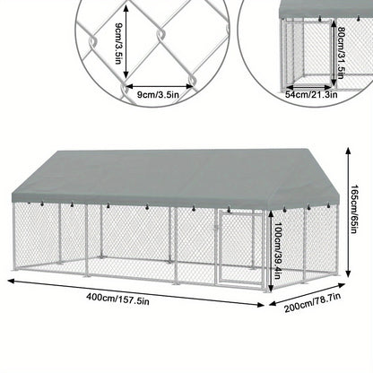 Hexagonal Metal Chicken Coop with Lockable Roof - 2 Sizes (8'x6'x5' & 13'x6'x5') Galvanized Steel Frame, 420D Oxford Cloth & Wire Mesh Ventilation - Easy Assembly Free-Range Enclosure for Poultry, Dogs, Small Animals - Urban
