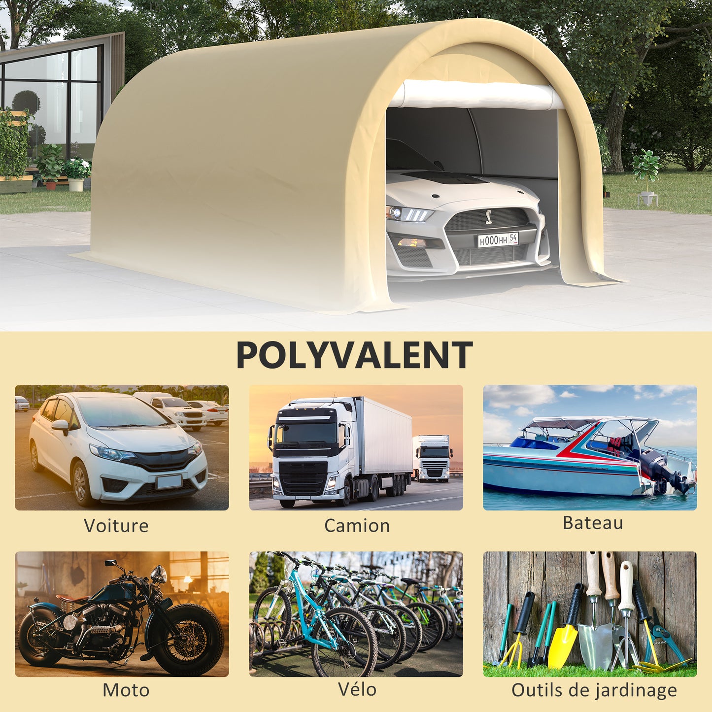 Carport – Garage – Overkapping – Autostalling – Opslagtent – Ruim 5x3 meter – Waterdicht PE 190 g/m² met Verzinkt Stalen Frame