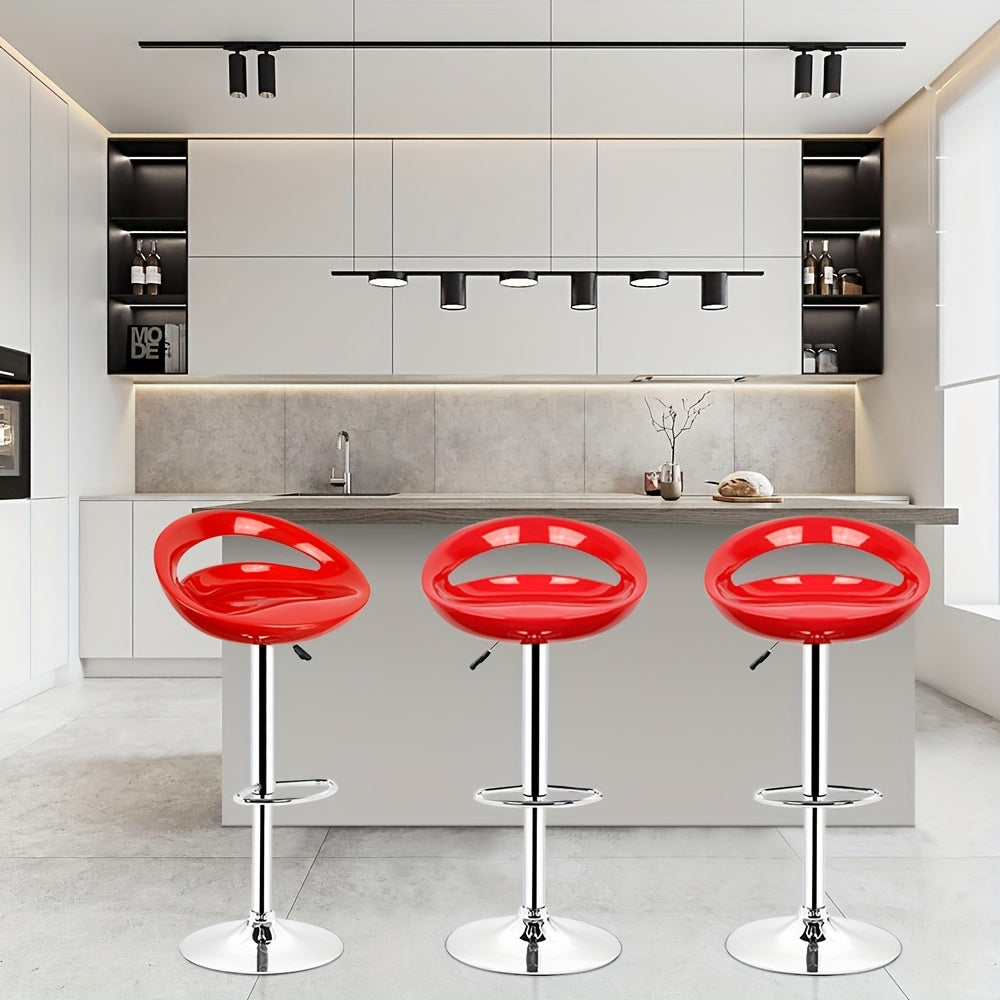 4pcs ABS Bar Stools with Footrest, Commercial Grade Heavy Duty Bar Stools, Height Adjustable 60-80cm, Modern Swivel Bar Stools for Coffee Shop/Bar/Restaurant/Office (Red), Bar Seating, Coffee Shop Stools, Stylish Seating, Con