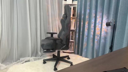 Ergonomic Gaming Chair with Footrest & Lumbar Support - Adjustable Height, 360° Swivel, Manual Recline Handle, Thickened PU Cushioned Seat & Backrest, Breathable Mesh-like Open Back Design, Heavy-Duty Metal Frame - Racing St