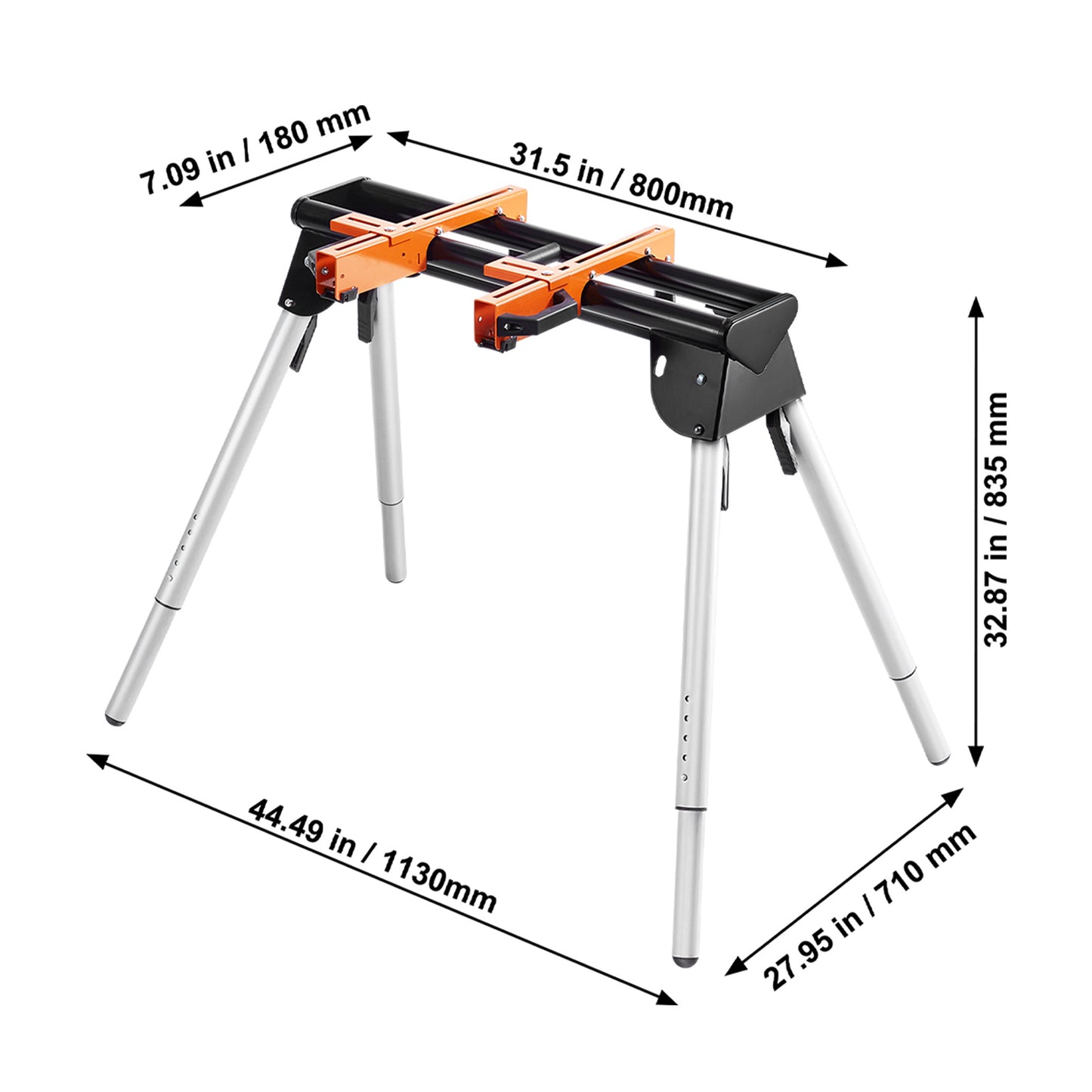 Afkortzaagstandaard – Zaagstandaard – Verstekzaagstandaard – Zaagtafel – Werkbank – Verstelbare Hoogte 74-84 cm – Stalen Frame 150 kg Draagvermogen