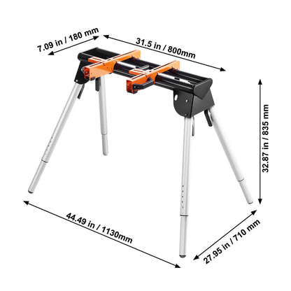Afkortzaagstandaard – Zaagstandaard – Verstekzaagstandaard – Zaagtafel – Werkbank – Verstelbare Hoogte 74-84 cm – Stalen Frame 150 kg Draagvermogen