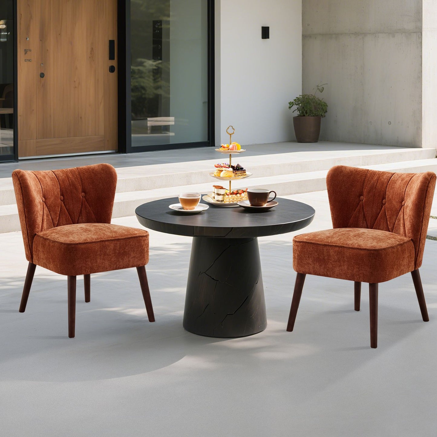 Brown Velvet Accent Chair in Mid-Century Modern Style, Featuring a Wingback Design, Button-Tufted Upholstery, Plush Thick Cushion, And Durable Wooden Legs, Ideal for Your Living Room, Bedroom, Guest Room, Or Home Office.