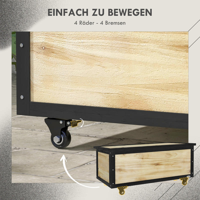 Opbergbox Tuin – Tuinkist – Tuinbox – Buitenkist – Tuinopberger – 121 Liter – Stevige Wielen – Weerbestendig Hout – Metalen Scharnieren – 100x50x43 cm