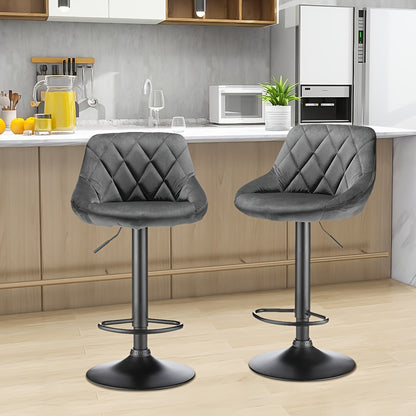 Barstoel – Barkruk – Barstoel Kruk – Barkrukken – Barstoelen – Set Van 4 – Fluwelen Bekleding – Draaibaar Metalen Onderstel