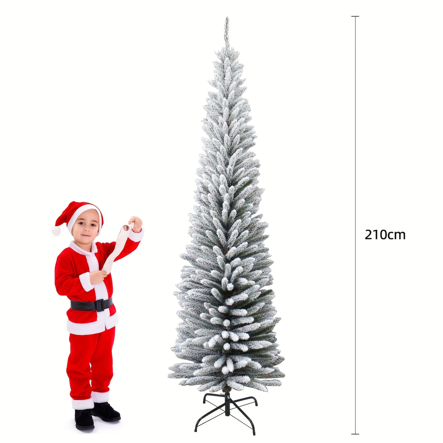 kunstkerstboom – kunstboom – nepkerstboom – dennenboom – herfstboom – 210 cm – hoogwaardige flocking – stevige metalen poten