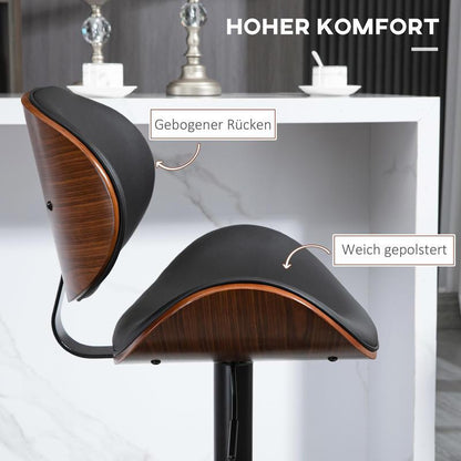 Barkruk – Barstoel – Kruk – Hoge Stoel – Verstelbare Barkruk – Draaibaar Zitvlak – Ergonomisch Kussen – Stevig Metaal Hout Frame – Ruimtebesparend Design