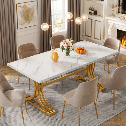 Eettafel – Tafel Dining – Grote Eettafel – Eetkamertafel – Tafel Cuisine – 160 cm Rechthoekig – MDF Blad & Metalen Poten – Geschikt Voor 4-6 Personen