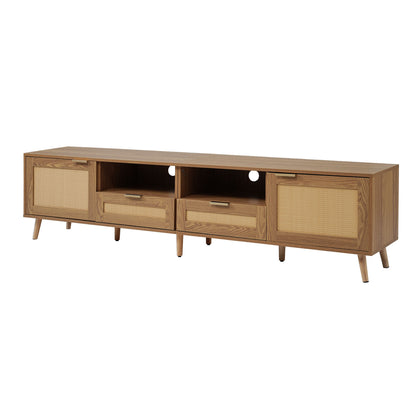 TV Meubel – Tv Kast – Lowboard – Tv Dressoir – Tv Meubel Licht Hout – 200 cm Breed – Massief Houten Poten