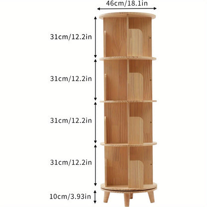 Draaibare Boekenkast – Boekenrek – Opbergkast – Houten Kast – Staande Boekenkast – 4 Niveaus Met 16 Vakken – 360° Draaibaar En Stevig Houten Ontwerp