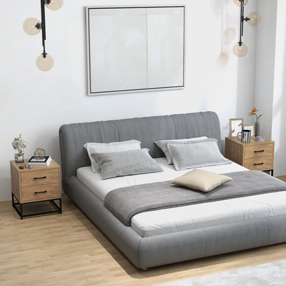 Nachtkastje – Bedkastje – Bijzettafeltje – Opbergkastje – Woonkamerkastje – Industrieel Design – Set van 2 Met 2 Lades – MDF Houtlook 40x39,5x48 cm