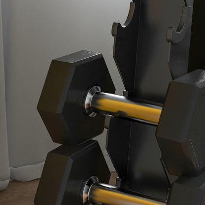 Halterschijfrek – Dumbbellrek – Gewichtenrek – Halterrek – Opbergrek – Stalen Frame – Stevig En Compact – Capaciteit 100 Kg – 5 Niveaus – Zwart 66x35x33 cm