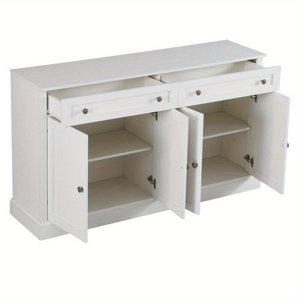 Buffetkast – Dressoir – Sideboard – Opbergkast – Kast – Antiek Wit – Spaanplaat – 150 x 40 x 86 cm – 4 Deuren en 2 Lades