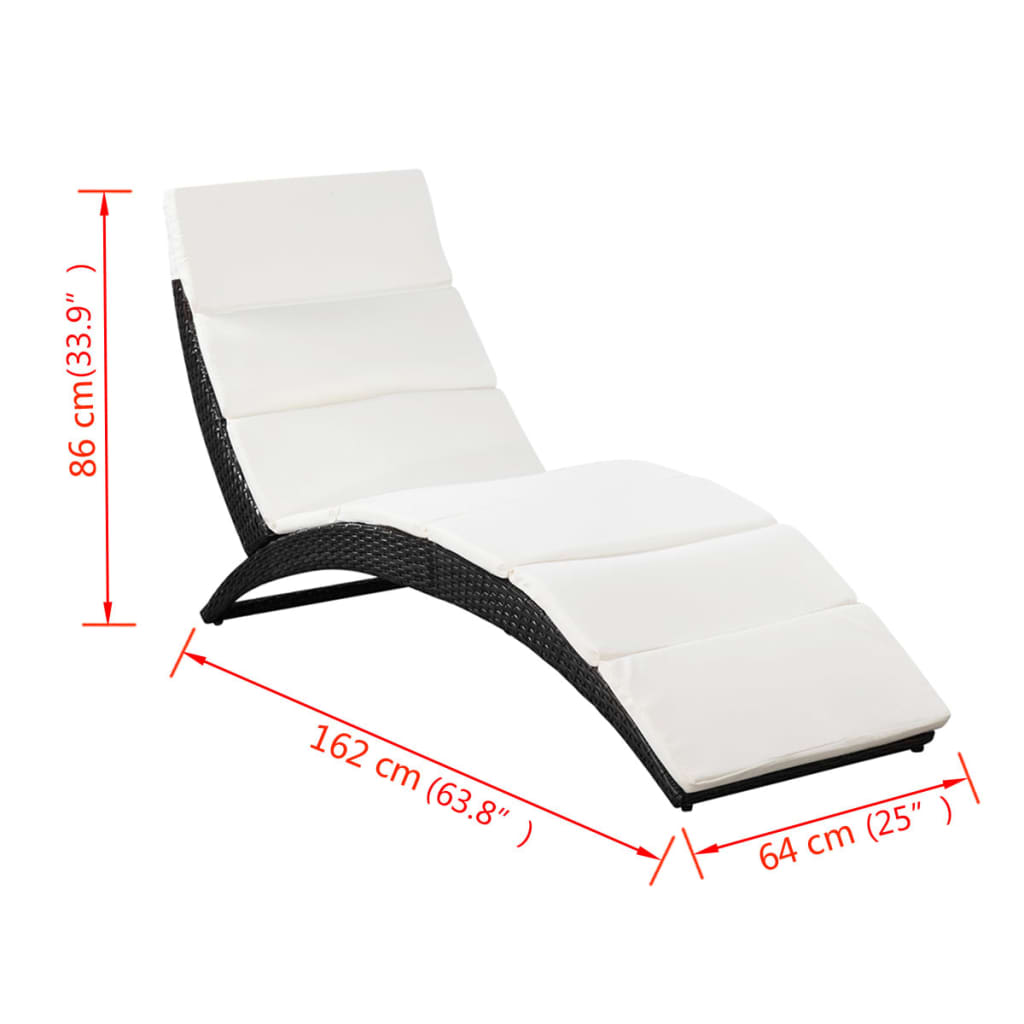 Ligbed – Ligstoel – Zonnebed – Lounger – Tuinstoel – Weerbestendig Poly Rattan – Inclusief Comfortabel Kussen