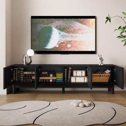 Tv Meubel – TV Kast – TV Meubel Zwart – Media Meubel – Tv Dressoir – Modern Design – Golvende Golfdeuren – 169x34x45,5 cm – Stevige Metalen Poten – Veel Opbergruimte