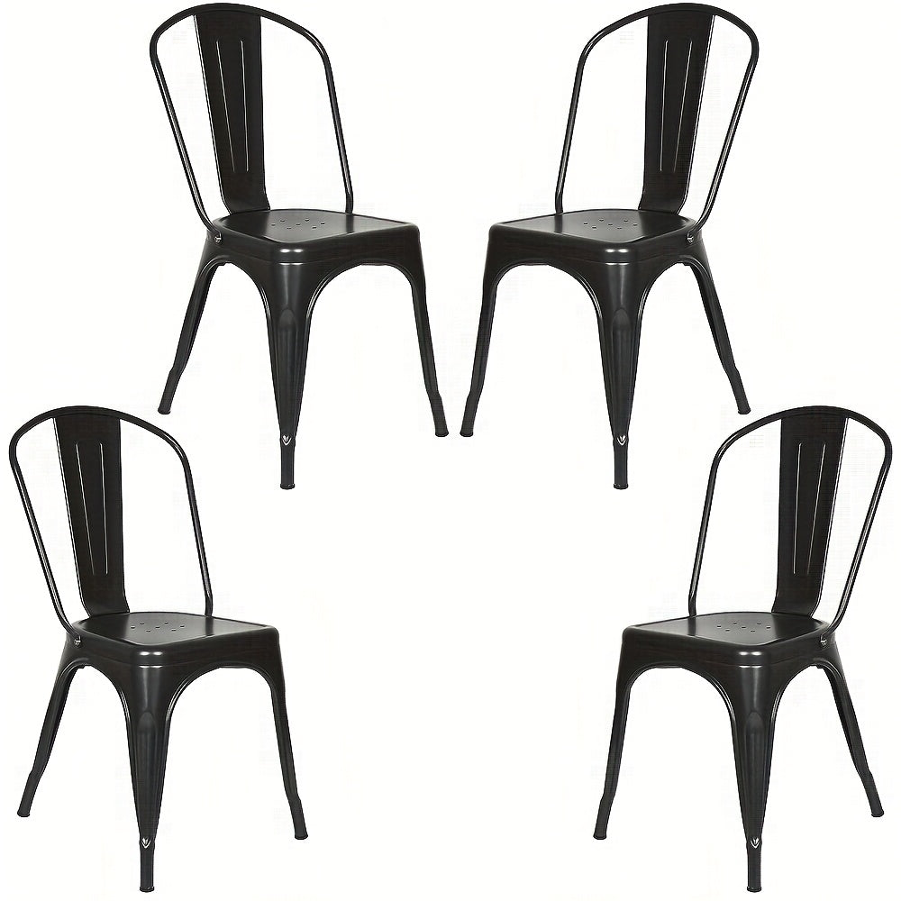 Eetkamerstoelen – Stoelen – Kuipstoelen – Keukenstoelen – Woonkamerstoelen – Industrieel Design – Geverfd Metalen Frame – Set Van 4 – Mat Zwart – Stevig & Duurzaam